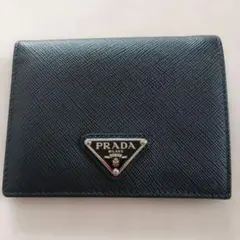 PRADA 二つ折り財布 サフィアーノレザー ブラックのサムネイル