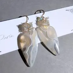 1点物✧ドゥルージーモスアゲート キラキラピアス