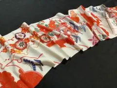 ★正絹手描き京友禅振袖のはぎれ　御所車几帳　吊るし雛ブライスリカちゃんミニ着物★