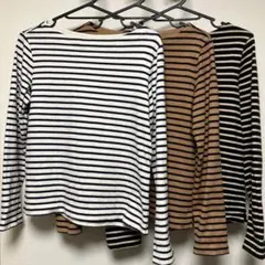 ユニクロ　ボーダーボートネックT 長袖　M カットソー　3点セット