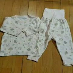 パジャマ　90サイズ　動物柄　キルティング　腹巻き　リブ使い　ピンク