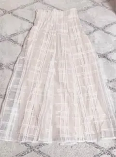 GRL チェック柄シアーフレアスカート ホワイト