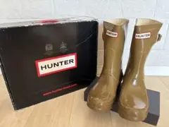 HUNTER ベージュ ミドル丈レインブーツ