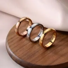 サージカルステンレス 幅4mm シンプル 甲丸リング 指輪 ツヤあり