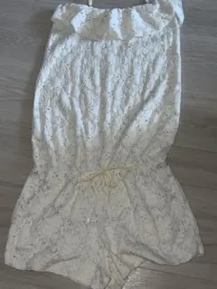 水着 レース サロペット ホワイト 体型カバー