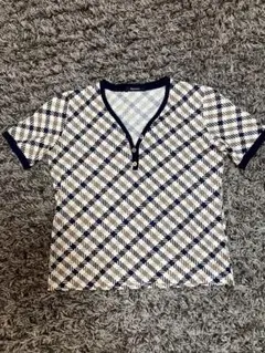 未使用品アクアスキュータムAquascutum定番チェックTシャツカットソー9号のサムネイル