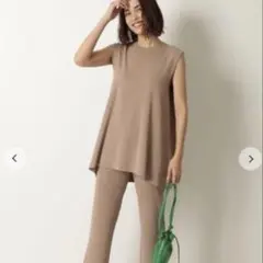 MilaOwenミラオーウェン　SETUP肩タックノースリニット ベージュ
