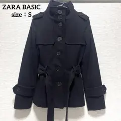 ZARA BASIC ブラック 黒 スタンドカラー ピーコート