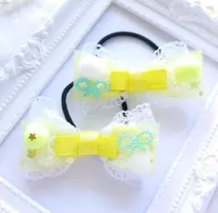 SALE(313)春ゆめかわ レース ヘアゴム♡ ハンドメイド チュール リボン
