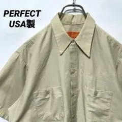 T-312 PERFECT ワークシャツ 半袖 USA製 Mベージュアメリカ古着のサムネイル