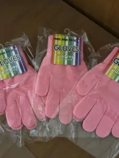 子供用カラー軍手　のびのびタイプ　ピンク3組