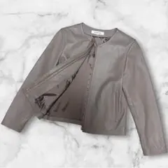 NATURAL BEAUTY BASIC 本革　ライダースジャケット　ノーカラー