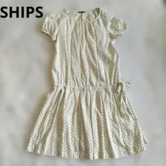 SHIPS シップス チュニック ウエストリボン紐 柄 アイボリー タック
