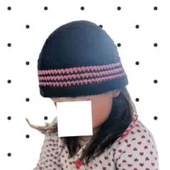 クラッシャーハット ニット帽 黒 ピンク ビーニー キッズ 子供