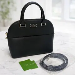 ケイトスペード 2way レザーハンドバッグ ブラック ショルダー　ドーム型