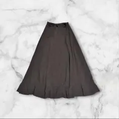 【90s Vintage】裾フリル ロングスカート ウエストリボン 漆黒 Y2K