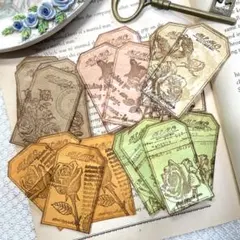 (#376)ボタニカルタグ、ジャンクジャーナル、お裾分けファイル、コラージュ素材