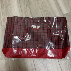 familiar 横型トートバッグ レッスンバッグ 赤系ファミリアチェック