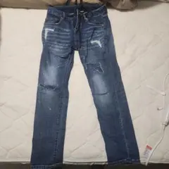 ダメージ加工 デニムパンツ インディゴブルーのサムネイル