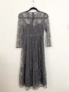 【1/15まで限定値下げ】グレー レース パーティードレス