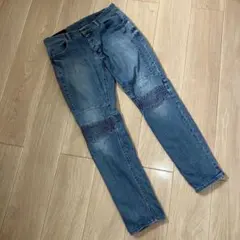 【ZARA USA34インチ】バイカー風ライトブルーデニムパンツ