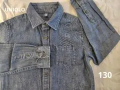 【美品】UNIQLO デニムシャツ 130 長袖　トップス