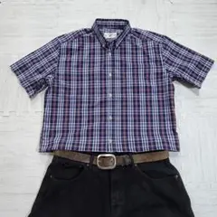【短丈】チェックシャツ 半袖 cityboy ボックスシルエット 古着のサムネイル