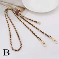 ブラウンゴールドチェーンストラップ キルティングノーブランド品