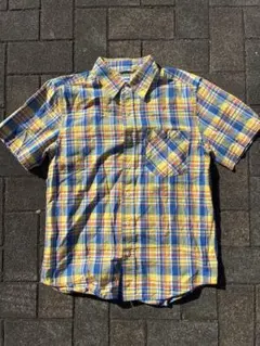EDWIN 半袖チェックシャツ イエロー ブルーのサムネイル