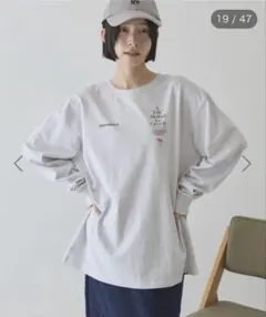 アメリカンホリック　BACKPHOTOプリントロンT　ライトグレー