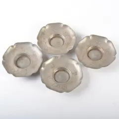 中国清代 真足點 維楊 永恒昌造 六角 細工彫刻骨董 茶托 極上錫製