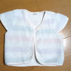 ベビーベスト 90cm 水色と白のストライプ