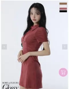 ROBE de FLEURS Glossy 赤 ミニドレス