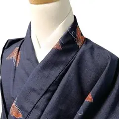 小紋 白山紬地 灰紫色 枝豆 身丈164cm 裄丈67.0cm カジュアル 正絹
