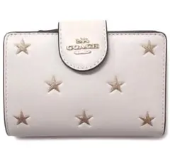 コーチ COACHリファインドカーフレザーGOLDスターミディアム二つ折り財布