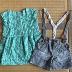 女の子100センチ　ワンピース&ショートパンツ
