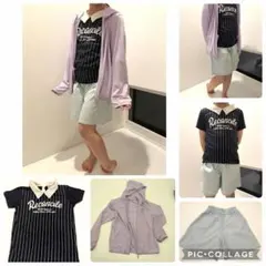 女の子 140cm パーカー Tシャツ パンツ まとめ　春　夏　紫　水色　紺