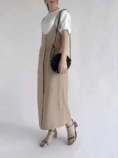 【新品未使用】ベージュ キャミワンピース タイトスカート ポケット付き
