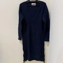 Ray BEAMS レイビームス　ワンピース　ネイビー　薄手ニット フリーサイズ