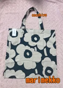 新品　マリメッコ　トートバッグ　ダークグリーン　ウニッコ柄　エコバッグ　花柄