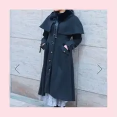 新品未使用】axes femme ファー襟付きケープコート ダークグリーン