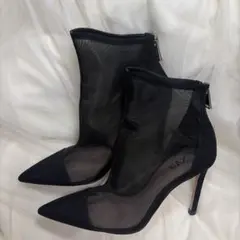 ZARAメッシュショートブーツ36約23cm春ブーツシアー ポインテッドトゥ美脚