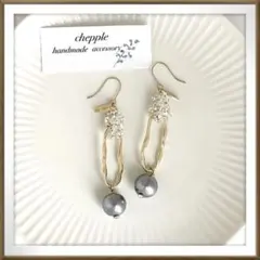 No.1669 大ぶりピアス　コットンパールのピアス　コットンパールのイヤリング