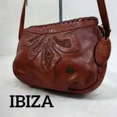 IBIZA ショルダーバッグ ブラウン レザー 編み込みデザインのサムネイル
