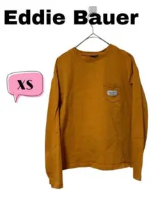 Eddie Bauer エディーバウアー　マスタード 長袖胸ポケットTシャツXS