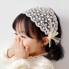 白　花　ヘッドドレス　ヘアバンド　カチューム　キッズ　ベビー