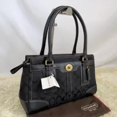 コーチバッグ　ハンドバッグ　黒　シグネチャー　レザー　キャンパス　新品