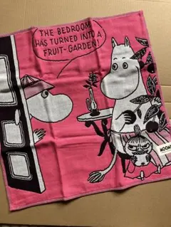 新品未使用　ムーミンキャラクター タオル ハンカチ　ガーゼ調タイプ　ピンク系