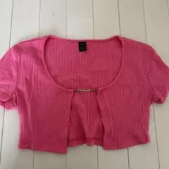 SHEIN Y2K IVEピンク クロップドトップ リブ編み