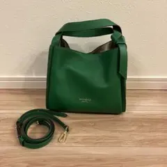 【最安値】kate spade グリーン レザーショルダーバッグ
